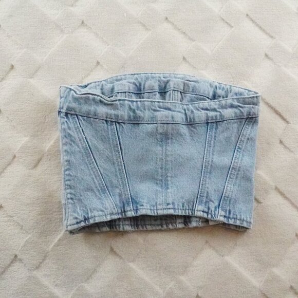 Zara Light Blue Denim Bustier Top - Picture 8 of 9